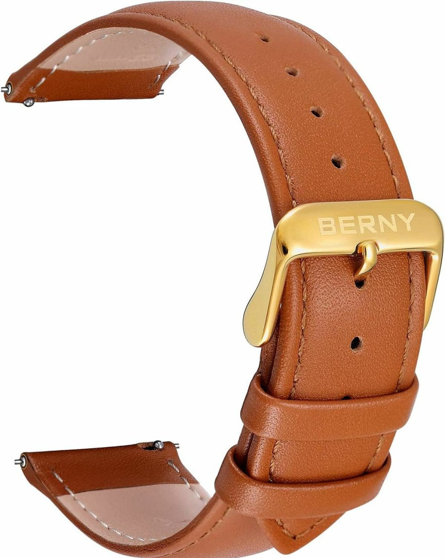 Best berny Berny Quick Release Leather Watch Bands Men'S Women'S Watch Bands Top Genuine Leather Watch Strap For Men Women - 16Mm 18Mm 20Mm 22Mm 24Mm, Black Brown