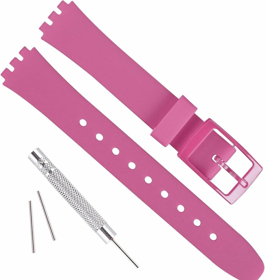 Clearance OliBoPo Replacement 12Mm Waterproof Silicone Rubber Watch Strap Watch Band For Swatch (Rose)