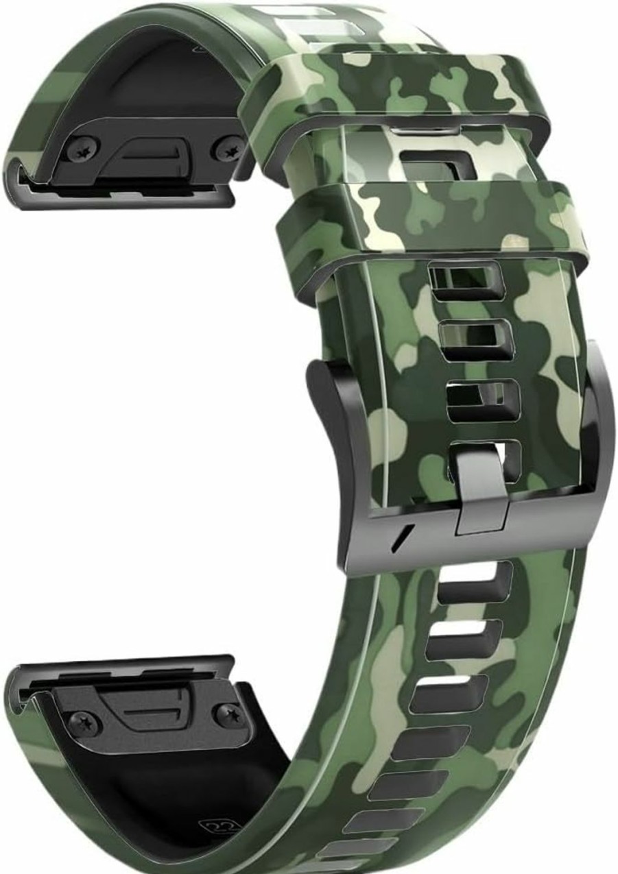 Online NVVVNX 22Mm 26Mm Men Women Green Camo Sports Watch Band,For Garmin Series Watch Quick Fit Replace Rubber Watch Strap