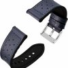 Best Anbeer Anbeer Leather Rubber Watch Band 20Mm 22Mm For Men And Women,Genuine Leather And Premium Soft Silicone Replacement Watch Strap With Stainless Silver & Black Buckle