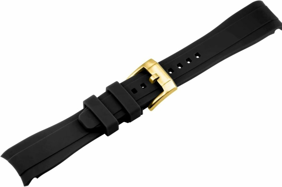 Hot YISIWERA 18Mm 20Mm 22Mm Rubber Watch Band Premium Crafter Silicone Universal Curved Ends Watch Strap Bracelet Brushed Stainless Steel Pin Buckle For Men Women