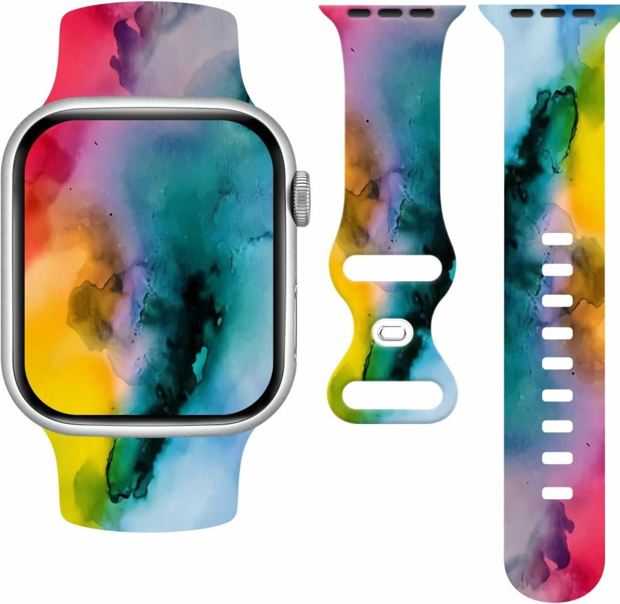 New WHZMZYQ Marble Compatible With Apple Watch Women Men, Soft Silicone Pattern Printed Replacement Wristband Rubber For Iwatch Series 8 7 6 5 4 3 2 1 Se Ultra For Women Men