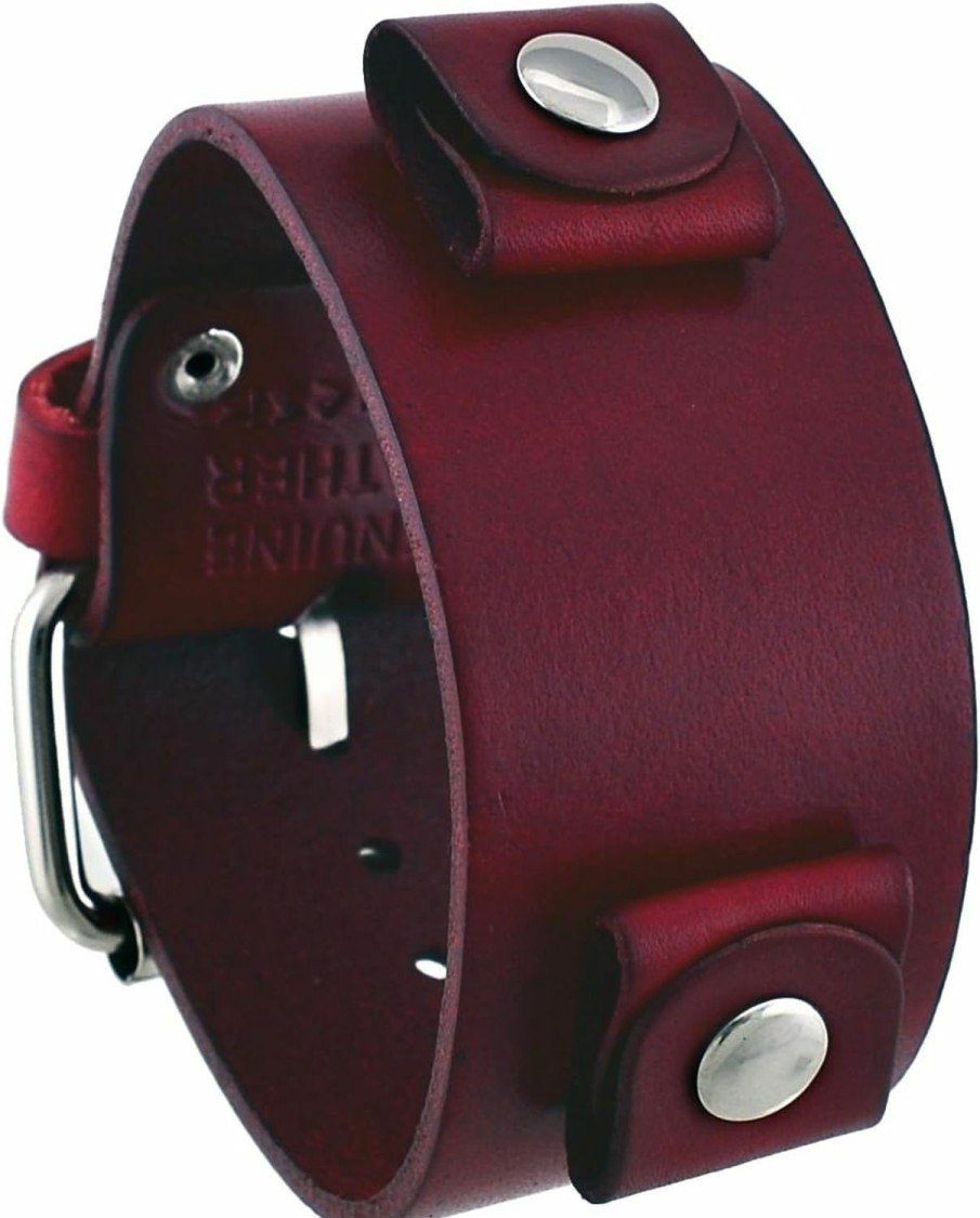 Hot Nemesis Nemesis Gb-R Uni Blood Red Wide Leather Cuff Wrist Watch Band