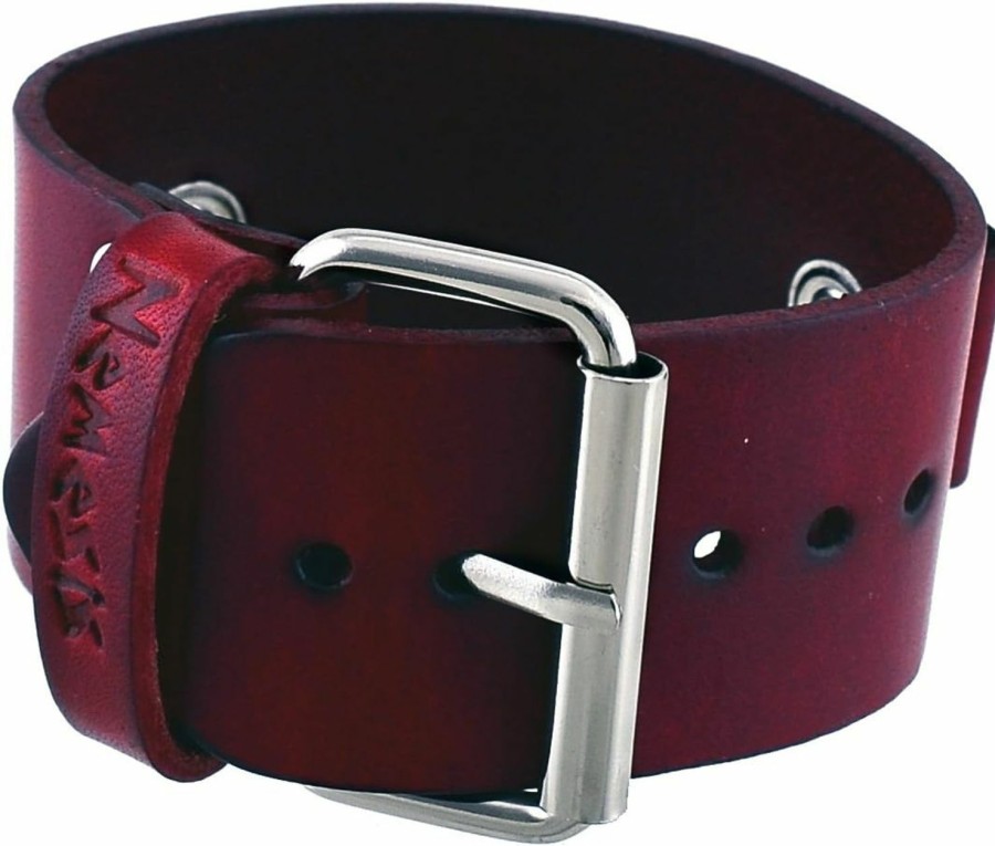 Hot Nemesis Nemesis Gb-R Uni Blood Red Wide Leather Cuff Wrist Watch Band