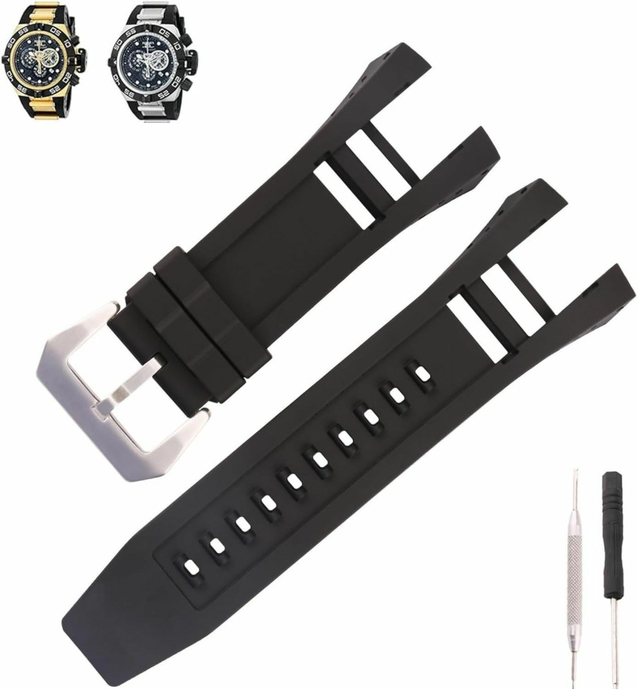 New MMBAY Mmbay Rubber 32.5Mm Watch Bands Replacement Fit For Invicta Subaqua Noma Iv 1155 6583 11503 11810 16141 Silicone Strap Wirstband For Men And Women Waterproof Bracelet Watch Accessories