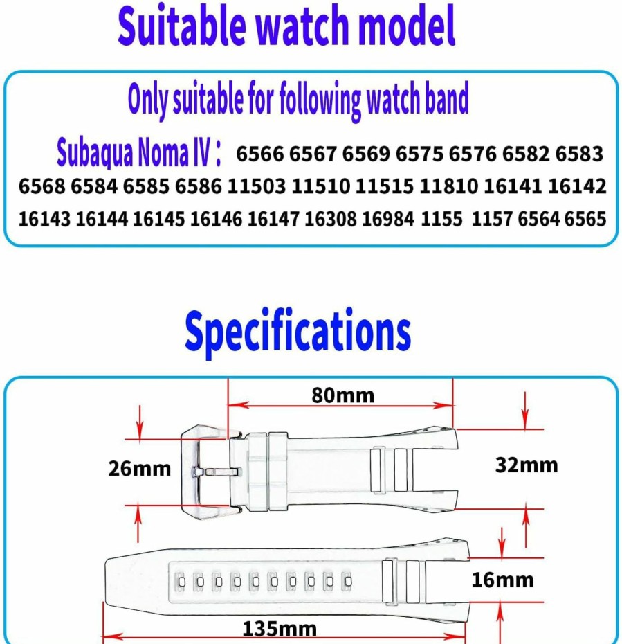 New MMBAY Mmbay Rubber 32.5Mm Watch Bands Replacement Fit For Invicta Subaqua Noma Iv 1155 6583 11503 11810 16141 Silicone Strap Wirstband For Men And Women Waterproof Bracelet Watch Accessories