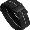 Best BINLUN Binlun Watch Band Nylon Waterproof Military Fbric Elastic Replacement Watch Strap Hook-And-Loop Men Women Black Buckle (Black-White,20Mm)