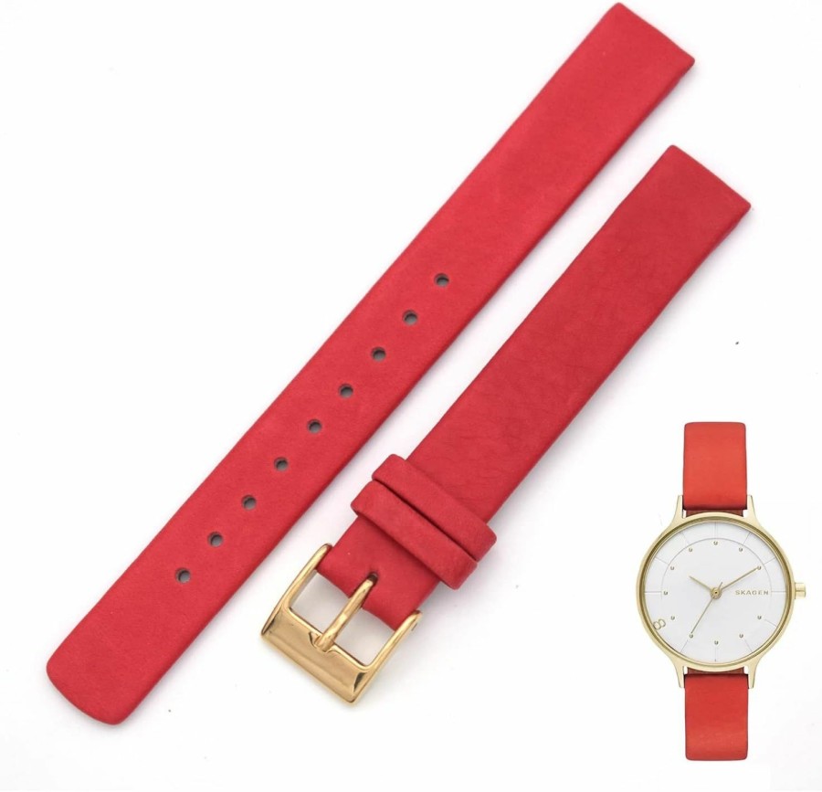 Online THEAGE Theage 12Mm Leather Calfskin Women'S Watch Band Straps Replacement For Skagen