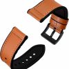 Hot Anbeer Anbeer 20Mm 22Mm Watch Band For Men And Women,Genuine Leather Hybrid Silicone Replacement Watch Strap With Stainless Buckle