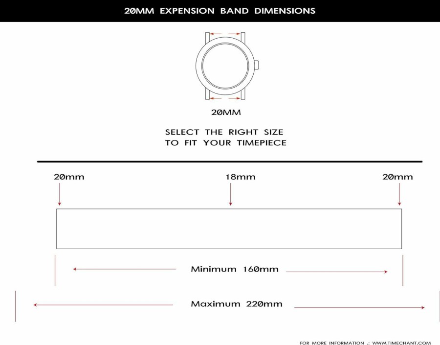 Hot Timechant Timechant - Stainless Steel Stretch Watch Band For 20Mm Lugs - Radial Expansion, No Buckle, Sleek Metal Finish (1673)