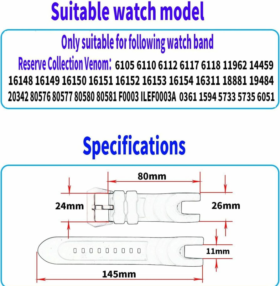 Online MMBAY Mmbay Rubber 26Mm Watch Bands Replacement Fit For Invicta Reserve Collection Venom 5732 1219 6118 6117 6105 6116 6110 14467 16149 18535 Silicone Strap Wirstband For Men And Women Waterproof Bracelet Watch Accessories