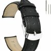 Clearance Euarnalie Euarnalie Leather Watch Band Vintage Genuine Leather Watch Strap 20Mm 22Mm Leather Replacement Bracelet For Men Women (22Mm, Black+Silver Buckle)