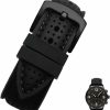 Wholesale Strapseeker Strapseeker Sutton Rubber Perforated Watch Strap Black Pin Buckle Fit Most Watches Watchband Replacement For Women Men Uni Watch Band Sizes 20Mm 22Mm 24Mm Black With Colored Stitching (Black