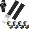 Wholesale Generic 21Mm Curved End Rubber Band For Longines Hydroconquest 41Mm/43Mm Case, Replacement Watch Bands With Buckle For Longines Hydroconquest - Multiple Colors