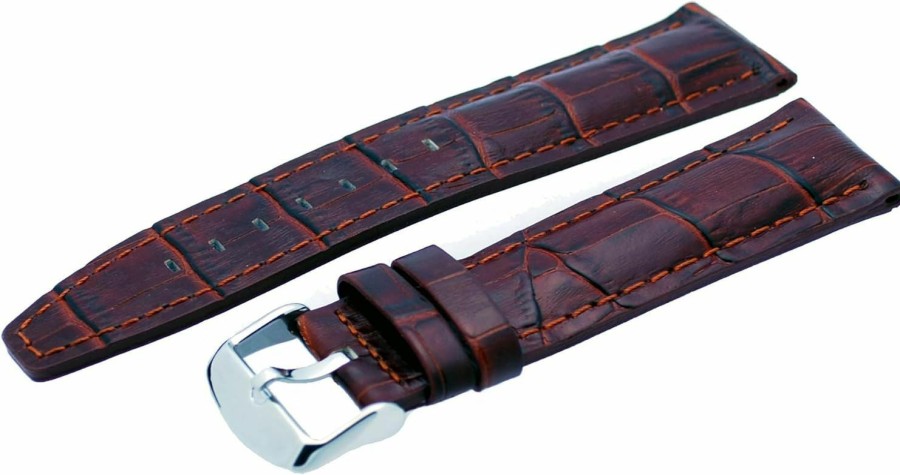 Online Italian Design Co Rev Brown Alligator-Embossed Genuine Leather Watch Band - #Ital320 20Mm