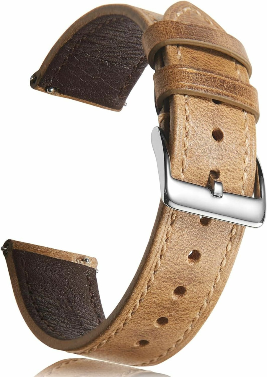 Clearance Getalia Leather Watch Band, Italian Crazy Horse/Oil-Waxed/Vegetable-Tanned Leather, Quick Release Watch Strap For Men And Women, Band Width 18Mm 19Mm 20Mm 21Mm 22Mm