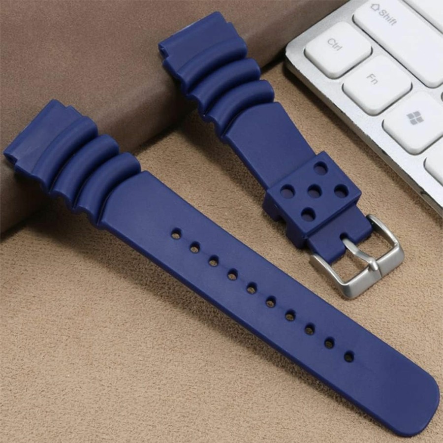 Online Narako Black Silicone Rubber Curved Line Watch Band 20Mm 22Mm Fit For Seiko Watches Replacement Divers Model Sport Watch Strap