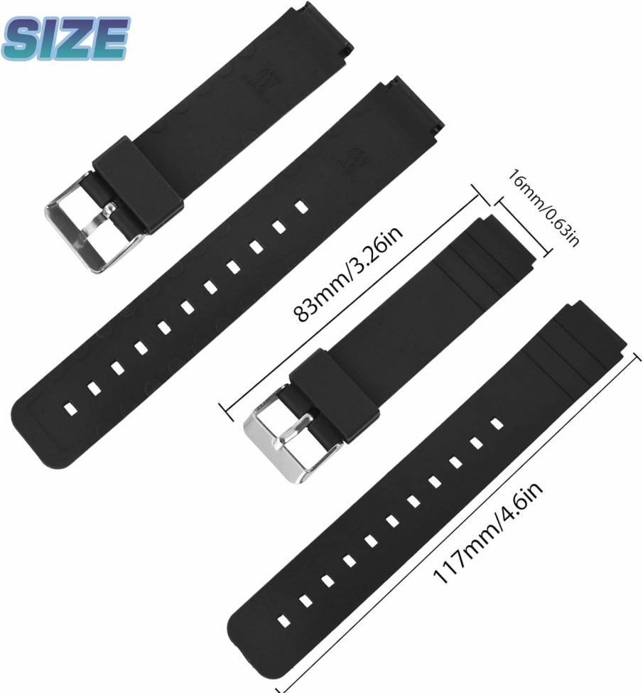 Online uEmoh 16Mm Replacement Waterproof Silicone Rubber Watch Strap Watch Band For Casio Mq-24/Mq-58/104/76/71/98