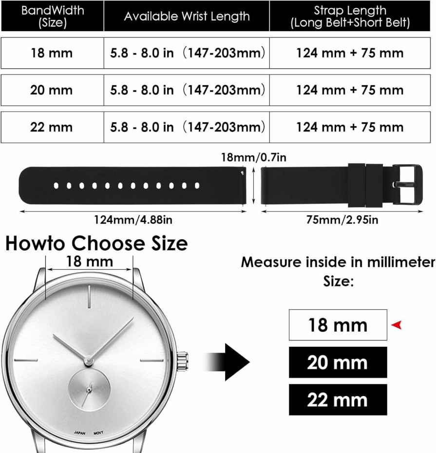 Online Cobee Cobee Silicone Watch Bands, Quick Release Waterproof Soft Rubber Replacement Straps With Silver Plated Stainless Steel Buckle Smart Watch Straps Sport Watchbands Wrist Straps For Men Women