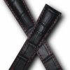 Best Watchstrapworld 20Mm Black Alligator-Style Genuine Leather Watchband With Red Stitching To Fit Tag Heuer Monza (Spring Bars Included)