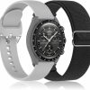 New Laband Laband 20Mm Band Compatible With Omega X Swatch Moonswatch Speedmaster, Stretchy Nylon/Silicone Quick Release Watch Strap For Women Men