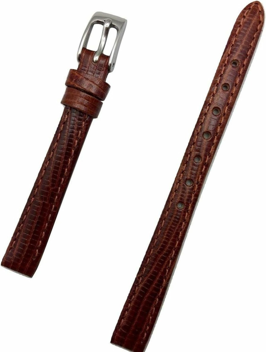 Best NewLife 10Mm Brown Genuine Leather Watchband | Tail Lizard Grain, Lightly Padded Replacement Watchstrap That Brings New Life To Any Watch (Womens Standard Length)