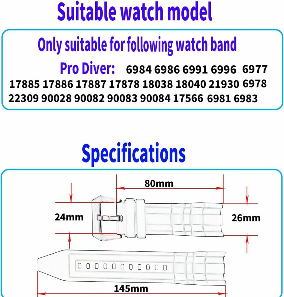 Hot MMBAY Mmbay Rubber 26Mm 6977 6981 Watch Bands Replacement Fit For Invicta Pro Diver 6977 6981 6983 6985 6995 21930 90082 17887 22309 Silicone Strap Wirstband For Men And Women Waterproof Bracelet Watch Accessories