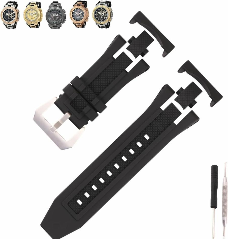 Online MMBAY Mmbay Rubber 33Mm Watch Bands Replacement Fit For Invicta Subaqua Noma V 2883 12884 12888 15926 15927 Silicone Strap Wirstband For Men And Women Waterproof Bracelet With Silver Stainless Steel Buckle