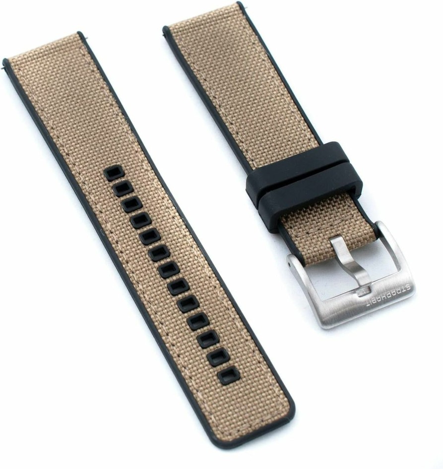 Clearance StrapHabit Quick Release Sailcloth And Fkm Rubber Hybrid Watch Strap Band 20Mm 22Mm Nylon