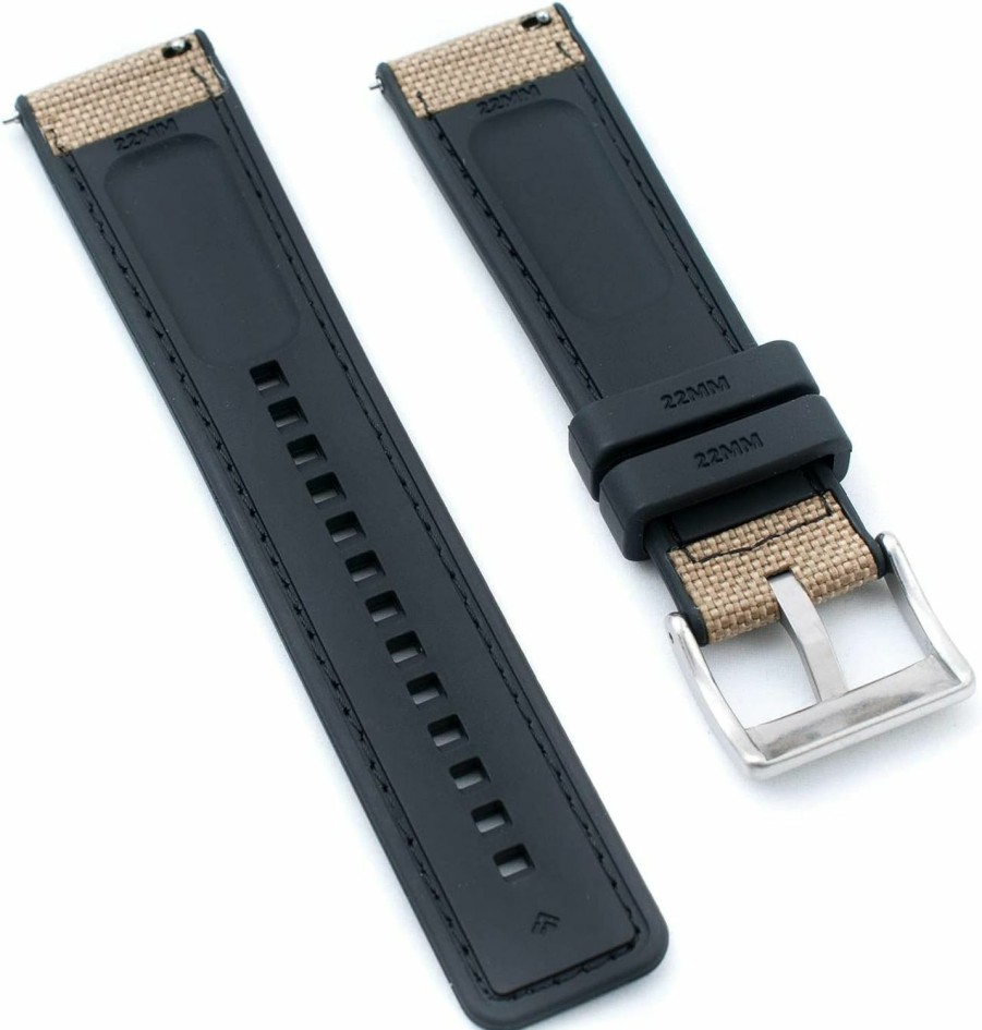 Clearance StrapHabit Quick Release Sailcloth And Fkm Rubber Hybrid Watch Strap Band 20Mm 22Mm Nylon