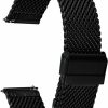 Online BERNY Berny Stainless Steel Mesh Watch Band For Mens Women Quick Release Adjustable Milanese Watch Straps Thick Heavy Duty Metal Bracelet With Safty Clasp Black Silver 18Mm 20Mm 22Mm 24Mm