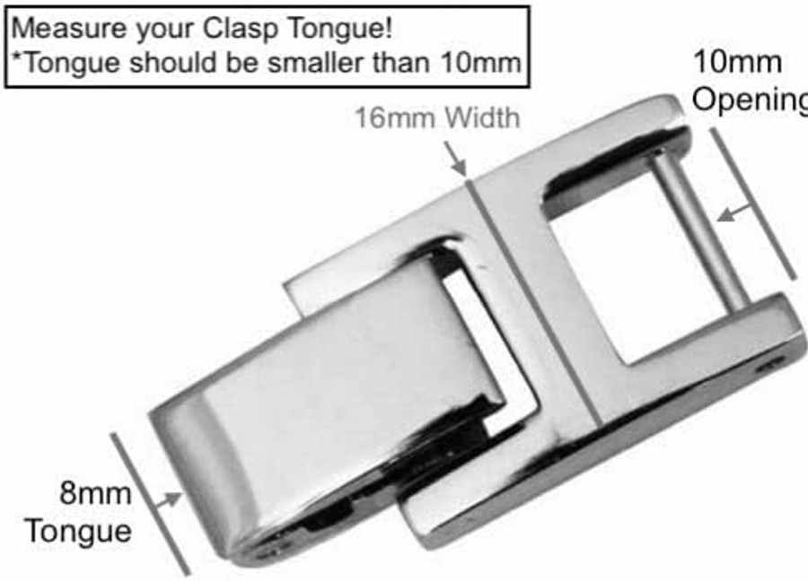 Clearance Generic Womens Watch Or Bracelet Fold Over Clasp Extender Link Extension 16Mm Wide 8Mm Tongue 10Mm Opening In Back