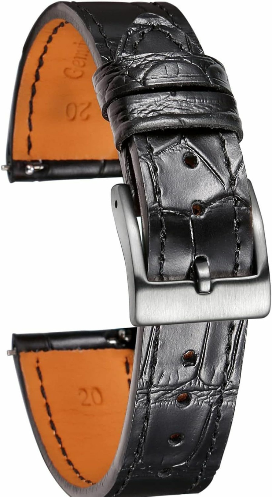 Clearance hemsut h Hemsut Alligator Grain Leather Watch Band, Quick Release Genuine Leather Watch Strap 18Mm,19Mm, 20Mm, 21Mm 22Mm For Men And Women