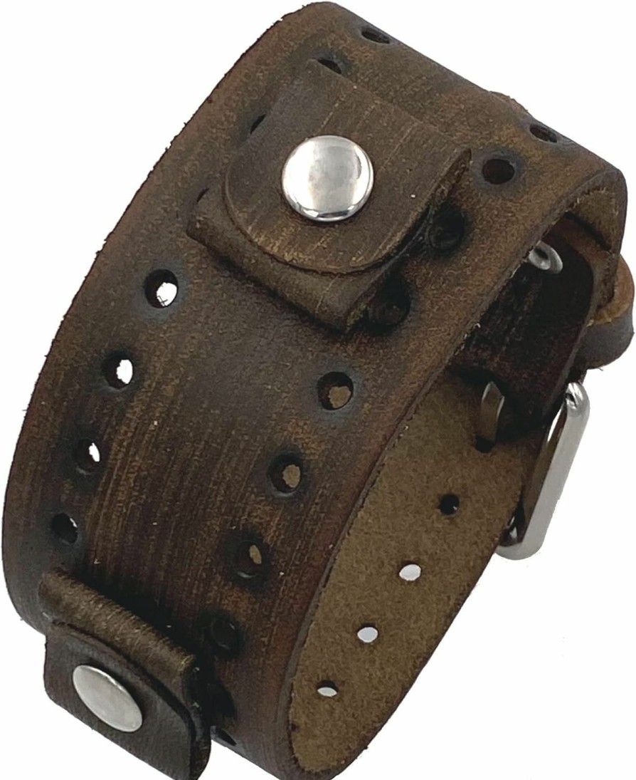 Best Nemesis Wide Cuff Bands Nemesis Bn-Vb Washed Out Brown Wide Leather Cuff Wrist Watch Band