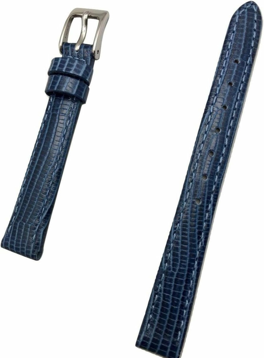 Clearance NewLife 12Mm Blue Genuine Leather Watchband | Tail Lizard Grained, Lightly Padded Replacement Watchstrap That Brings New Life To Any Watch (Womens Standard Length)