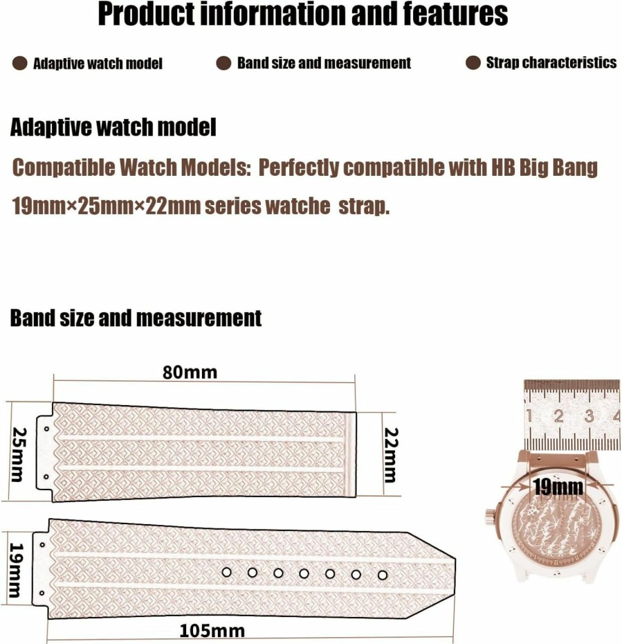 Best XIW Xiw Compatible For 19Mm 25Mm 22Mm Hublot Big Bang Rubber Watch Band Replacement For Men Silicone Wirstband Strap Women Bracelet