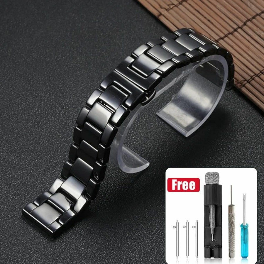 Wholesale Nice Pies Ceramic Bracelet Watch Band Universal Strap With Quick Release Pins Butterfly Buckle Deployment Clasp 14Mm 16Mm 18Mm 20Mm 22Mm White Black