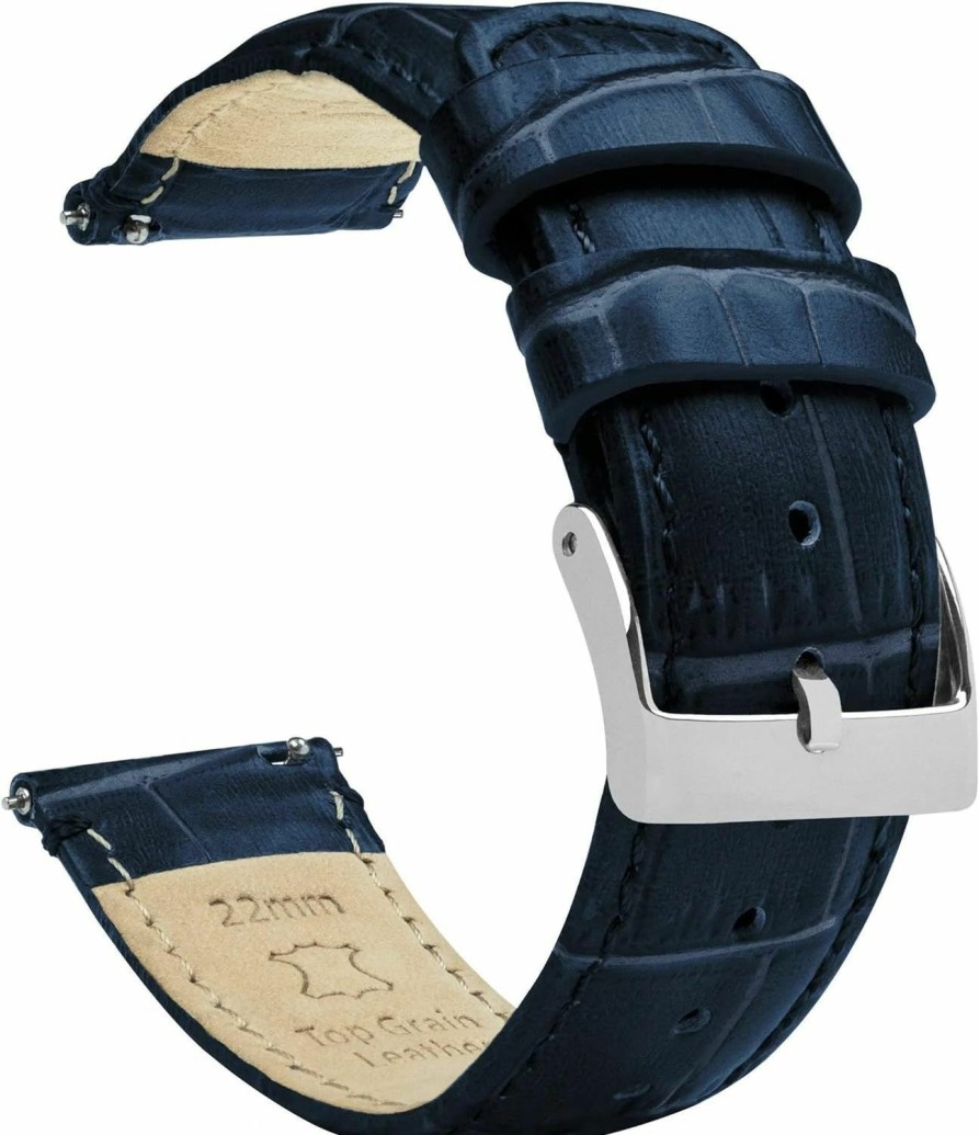 New BARTON WATCH BANDS 12Mm Navy Blue - Barton Alligator Grain - Quick Release Leather Watch Bands