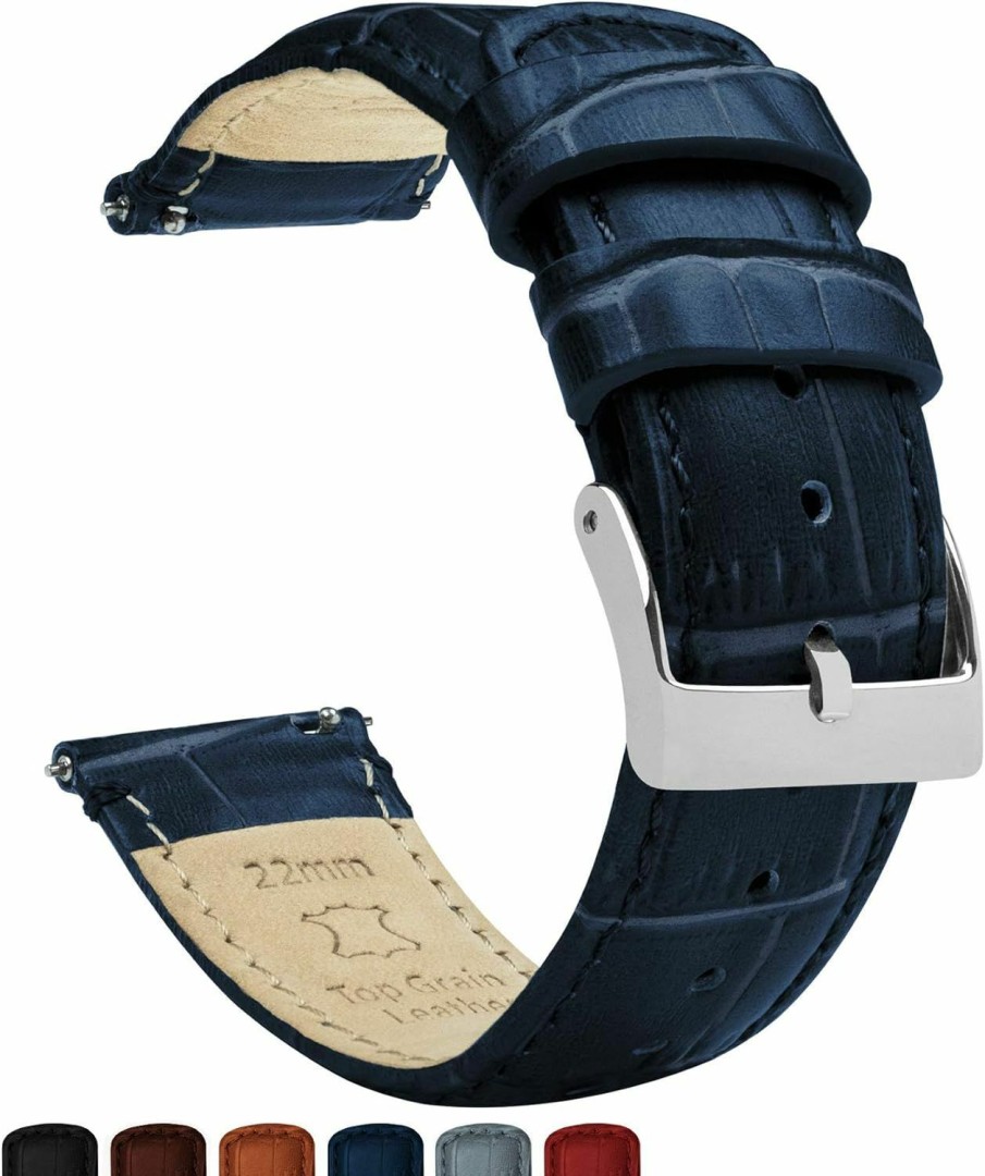 New BARTON WATCH BANDS 12Mm Navy Blue - Barton Alligator Grain - Quick Release Leather Watch Bands