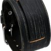 Online REV Rev Boss Series 24 Mm Lug Width Wide Washed Out Black Leather Strap Cuff Watch Band - Bos-Bsk