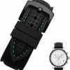 Online Strapseeker Strapseeker Sutton Rubber Perforated Watch Strap Black Pin Buckle- Fit Most Watches Watchband Replacement For Women Men Uni- Watch Band Sizes 20Mm 22Mm 24Mm Black With Colored Stitching (Black