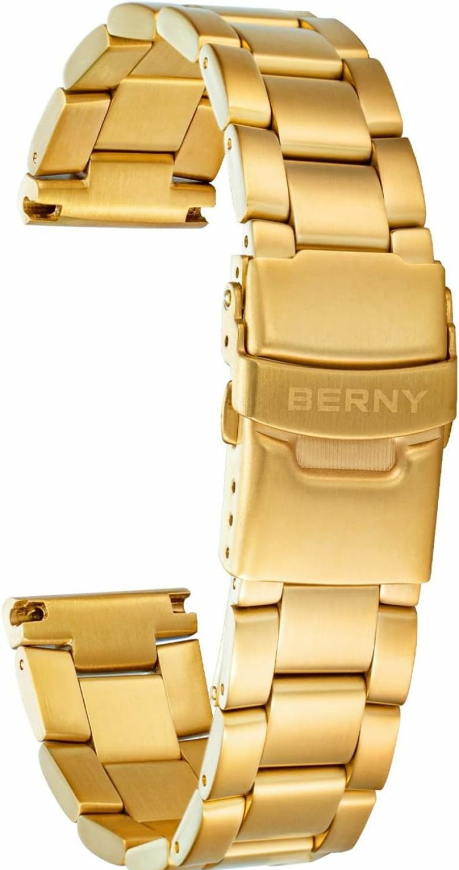 Clearance BERNY Berny 20Mm Stainless Steel Watch Bands Premium Solid Metal Watch Bracelet Straps For Men Women With Straight End Security Deployment Buckle