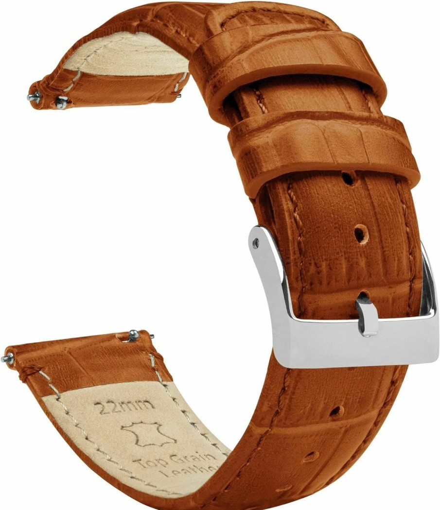 Wholesale BARTON WATCH BANDS Barton Watch Bands 15Mm Toffee Brown - Alligator Grain - Quick Release Leather Watch Bands