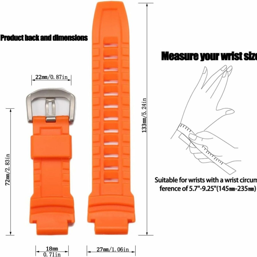 Clearance MCXGL Silicone Watchband Compatible With Casio Prg 250 260 500 550 Prw 2500 3500 5000 Men'S Watch Strap 18Mm Waterproof Replacement Rubber Bracelet