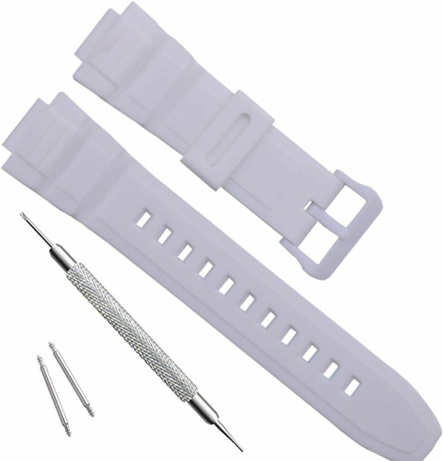 Clearance uEmoh Waterproof Natural Resin Replacement Watch Band For Casio Mcw-100H/W-S220/Hdd-S100