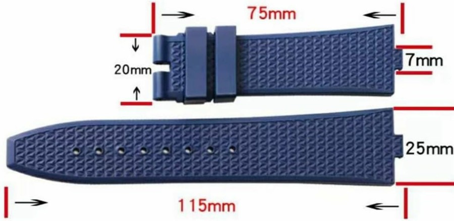 Best Adwoa Adwoa Convex Interface Fluororubber Watch Band Strap Replacement For Vacheron Constantin Vc Series - 24 * 7Mm Quick Disassembly Watch Band Compatible With Vc Series 4500V 5500V 7900V