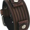 Hot Nemesis Nemesis #Veb-B Groove Pattern Wide Brown Leather Cuff Wrist Watch Band