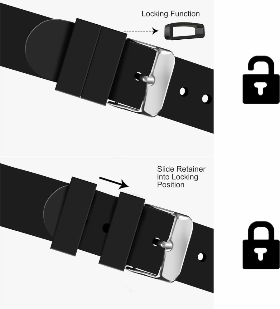 Wholesale Lukross Men'S Silicone Watch Strap Black Simple Replacement Strap Stainless Steel Buckle, Soft Rubber Strap