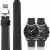 Hot Generic Quick Release Epsom Leather Straps For Omega Speedmaster And Moonswatch Watches, Replacement Calfskin Watch Bands Straps With Deployment Clasp For Omega Watches - Multiple Colors