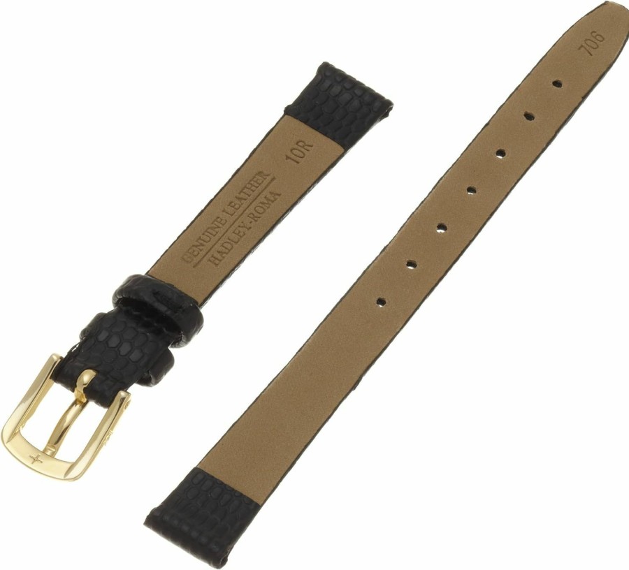 Best Hadley-Roma Hadley Roma Ls706 10Mm Regular Black Java Lizard Grain Ladies Watch Band